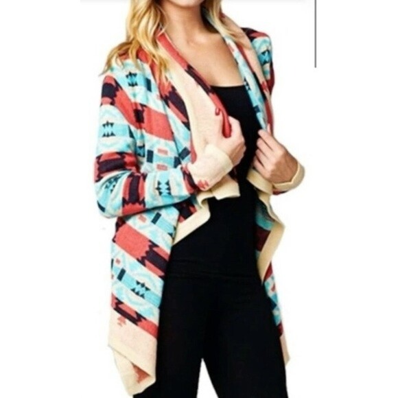 Anthropologie Moon Collection Aztec Drape Cardigan Size Small - Picture 10 of 10